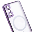 Magnetic Dual Glass MagSafe tok Samsung Galaxy S22, lila