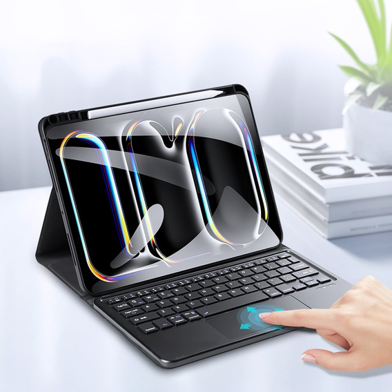 Tok + billentyűzet Apple iPad Pro 11" 5 gen. 2024, Dux Ducis TouchPad Leather Pen Slot, fekete