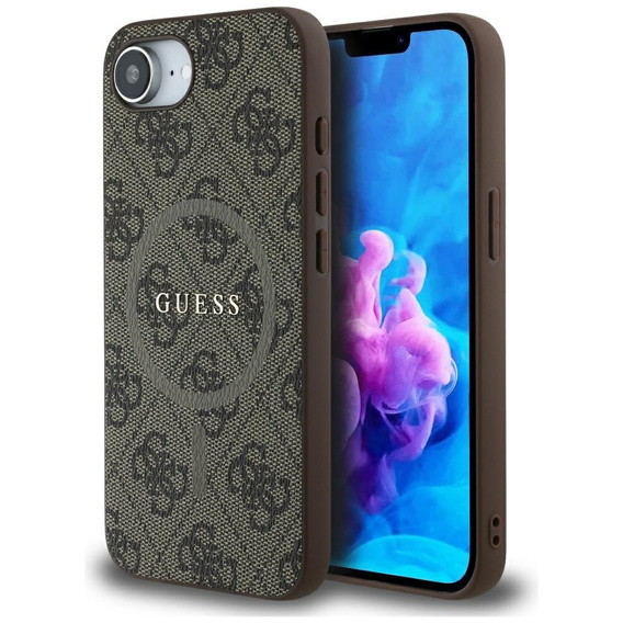 GUESS Telefontok a iPhone 16E, 4G Ring Classic Logo, barna