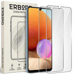 2x edzett üveg a Samsung Galaxy A32 4G, ERBORD 9H Hard Glass a képernyőn