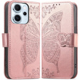 Pántos tok Oppo Reno 14F, pénztárca, pillangó, rózsaarany, rózsa arany