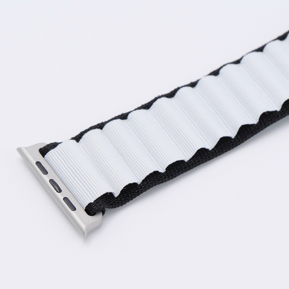 Nylon szíj Apple Watch 1/2/3/4/4/5/6/7/8/SE/ULTRA 42/44/45/45/49mm, fekete / fehér