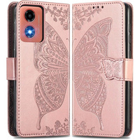 Pattintható tok a Motorola Moto E14, Butterfly, rózsaszín rose gold