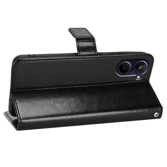 Pattintható tok Realme 10 4G, Split Leather, fekete