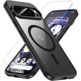 Tok Google Pixel 9 Pro-hoz, MagSafe, ERBORD Matt Case, fekete + képernyőüveg