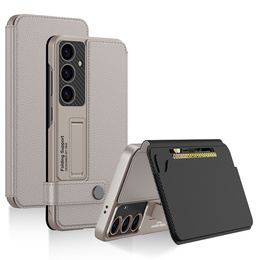 Pattintható tok Samsung Galaxy S25, GKK Card Slot Wallet, titánium szürke