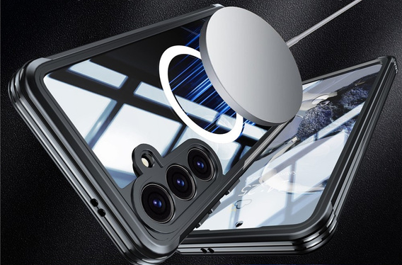 Tok Samsung Galaxy S25 FE-hoz, Shockproof, üveggel, MagSafe-hoz, fekete