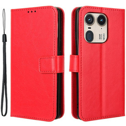 Pattintható tok a Motorola Edge 50 Ultra, Crazy Horse Wallet, piros