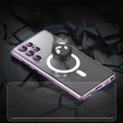 Magnetic Dual Glass MagSafe tok Samsung Galaxy S23 Ultra, lila
