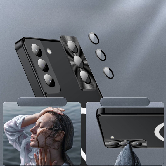 Kameravédő tok Samsung Galaxy S21 FE 5G, CamShield MagSafe, átlátszó / fekete