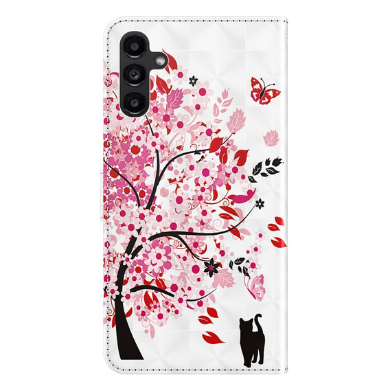 Pattintható tok a Samsung Galaxy A14 4G/5G, Wallet, tree, fehér