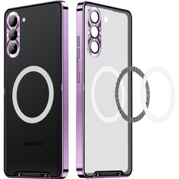 Kameravédő tok Samsung Galaxy S23, CamShield MagSafe, átlátszó / lila