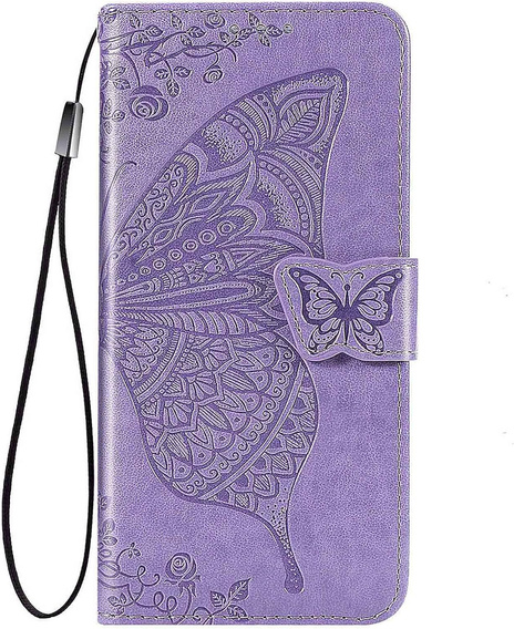 Pattintható tok Oppo Reno 14F, pénztárca, Butterfly, lila