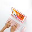 Tok + billentyűzet iPad 10.2 7/8/9 gen 2019/2020/2021, Keyboard Cover Pen Slot, rózsaszín rose gold