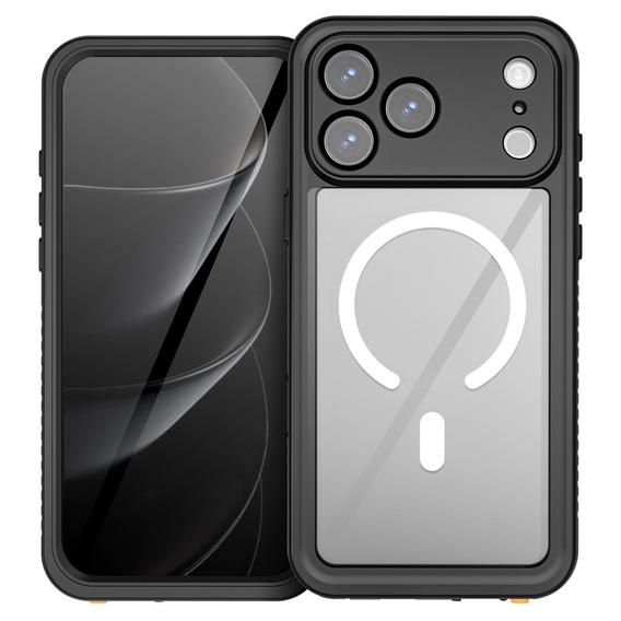 Redpepper tok iPhone 17 Pro Max készülékhez, IP68 vízálló, MagSafe-hoz, átlátszó, fekete oldallapokkal