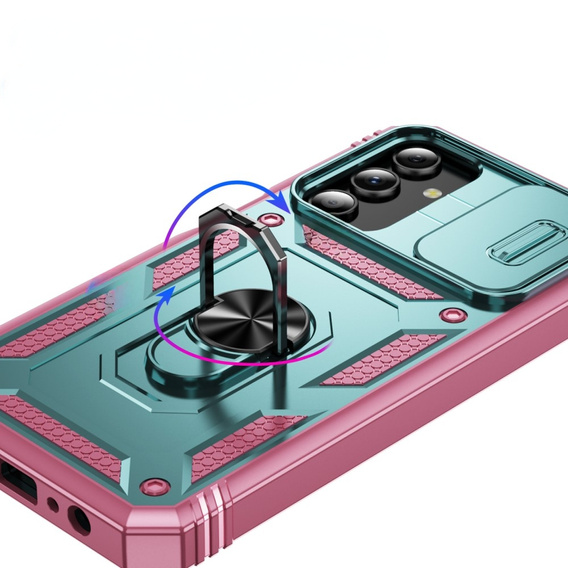 Telefontok a Samsung Galaxy S24+ Plus, CamShield Slide, zöld / rózsaszín 