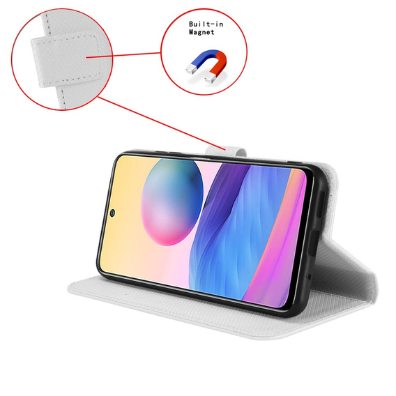 Pattintható tok a Huawei Pura 70, Wallet Smart Magnet, fehér
