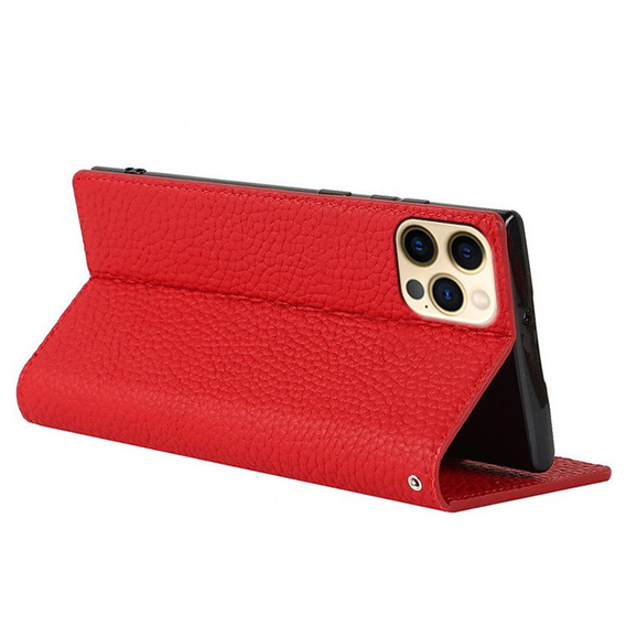 Bőr tok a iPhone 13 Pro Max, ERBORD Grain Leather, piros