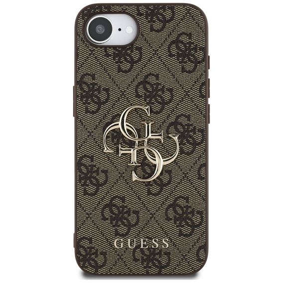 GUESS Telefontok a iPhone 16E, 4G Big Metal Logo, barna