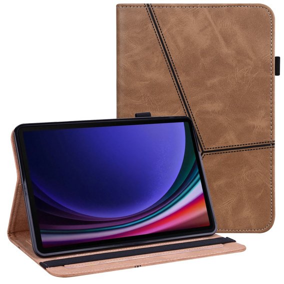 Tok Samsung Galaxy Tab S10 Lite / S10 FE / S9 FE / S9, Classic, tolltartóval, barna