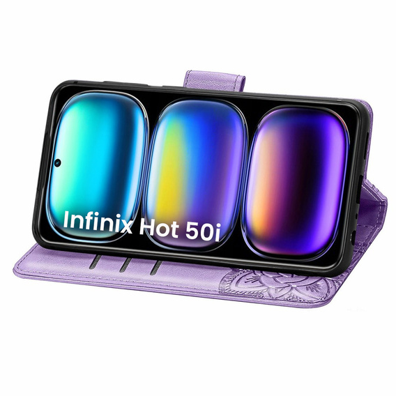 Pattintható tok a Infinix Hot 50i 4G, Butterfly, lila