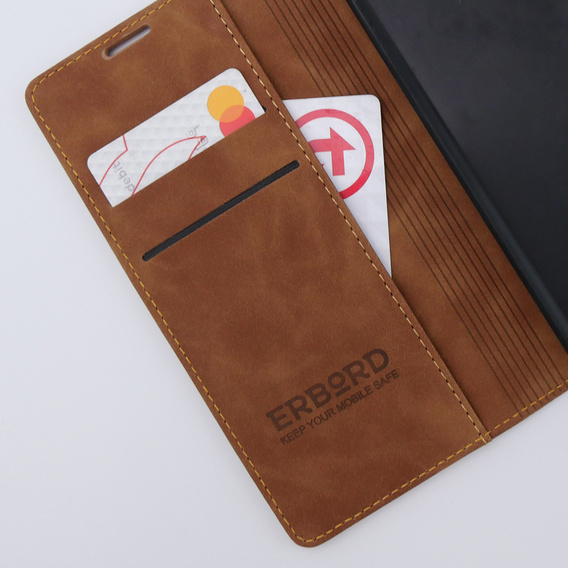 Telefontok a Xiaomi 13 lite, ERBORD Vintage, pénztárca patenttal, barna