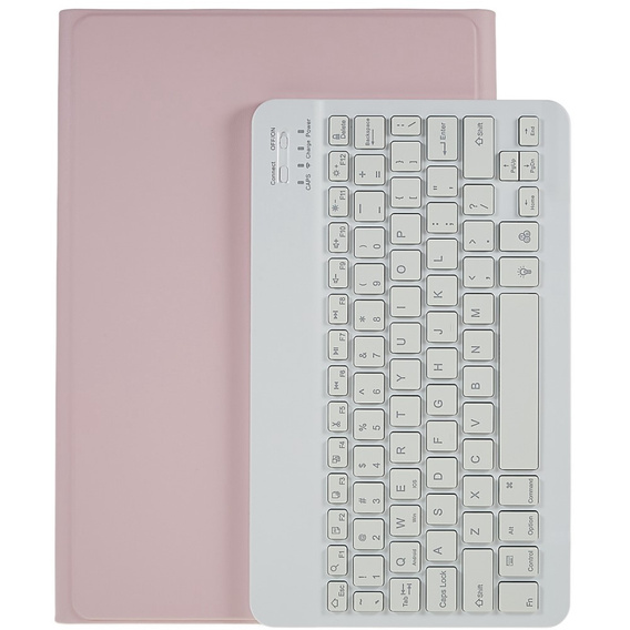 Tok + billentyűzet Galaxy Tab S7+ Plus / S8+ Plus /S7 FE T730 T733, Pen Slot, rózsaszín rose gold