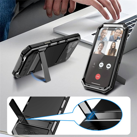 R-JUST páncélozott tok állvánnyal iPhone 17 Pro-hoz