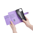 Pattintható tok a iPhone 15 Pro Max, Wallet Zipper Pocket, lila
