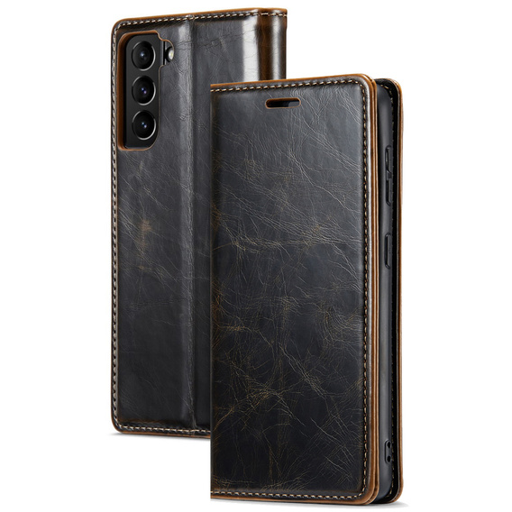 Pattintható tok a Samsung Galaxy S23, ERBORD Waxy Wallet, barna