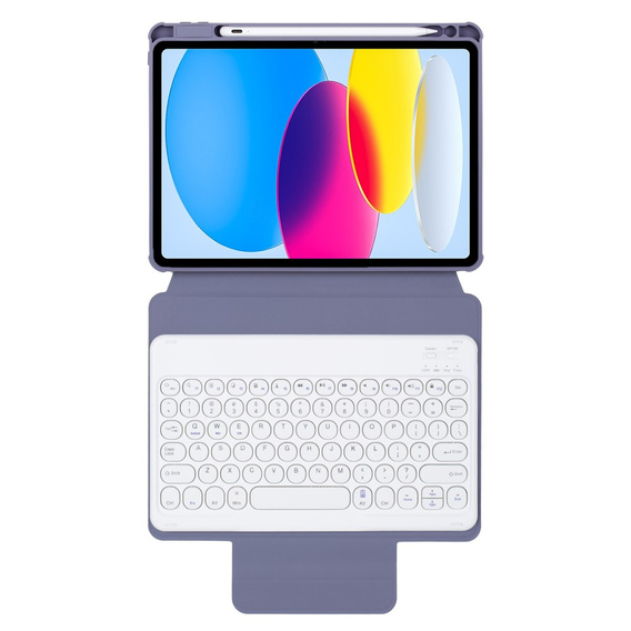 Billentyűzet tok iPad 11" 2025 A16 (11 gen.) / iPad 10.9" 2022 (10 gen.), Rotary 360° Leather, lila