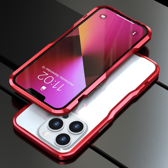 Teletok LUPHIE iPhone 13 Pro-hoz, Armor Bumper, piros
