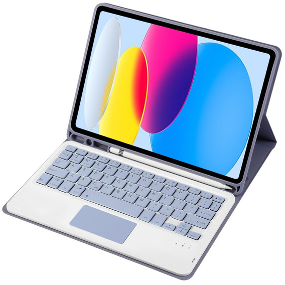 Tok + billentyűzet iPad 10.9 2022 10 Gen, TouchPad Pen Slot, lila