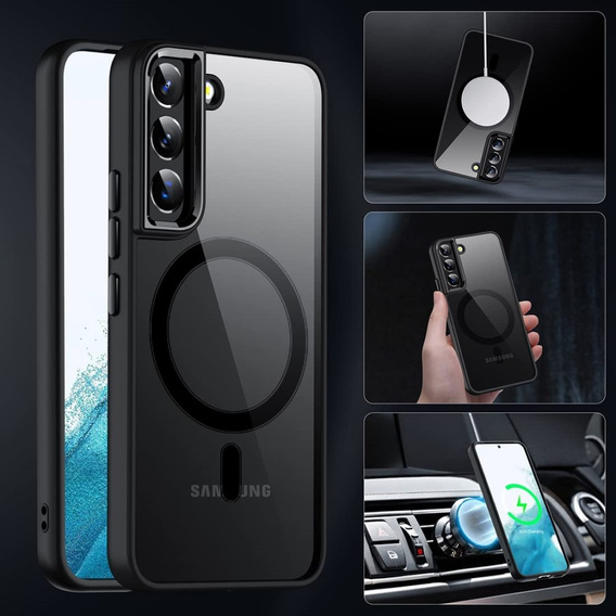 Telefontok a Samsung Galaxy S22 5G, ERBORD Hybrid MagSafe Case, fekete