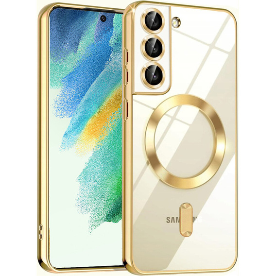 Tok Samsung Galaxy S21 FE-hoz, Electro MagSafe, arany + üveg a képernyőhöz