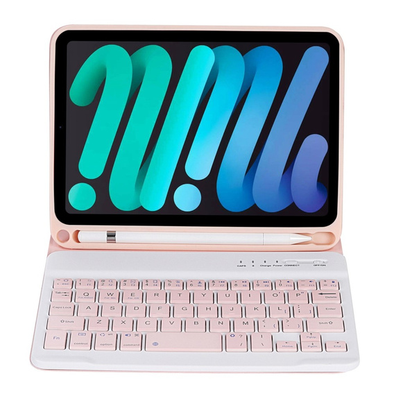 Bluetooth billentyűzetet tartalmazó tok iPad mini 8.3" 2021 (6 gen.) / iPad mini 8.3" 2024 (7 gen.), rózsaszínű