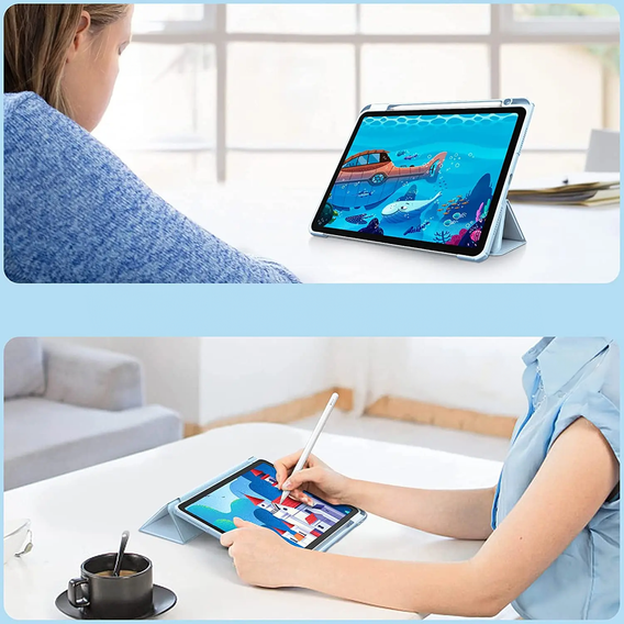 Tok Apple iPad Pro 13" 7 gen. 2024 (A2925, Smartcase Hybrid, tolltartó résszel, kék