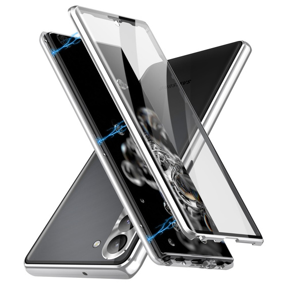 Tok Samsung Galaxy S23, Magnetic Dual Glass, ezüst