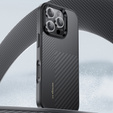 BENKS Kevlar tok iPhone 16 Pro, MagSafe, Carbon Fiber, fekete