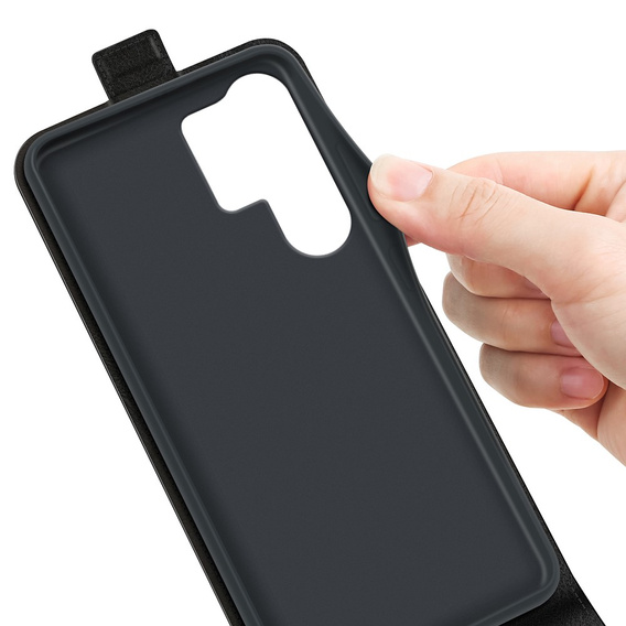 Pattintható tok a Samsung Galaxy S25 Ultra, Flip, fekete