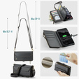 Tok CASEME Samsung Galaxy S25 FE, RFID Leather Wallet, vállpánttal, fekete