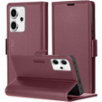 Tok Oppo Reno 14, ERBORD Glossy Litchi, pénztárca patenttal, piros
