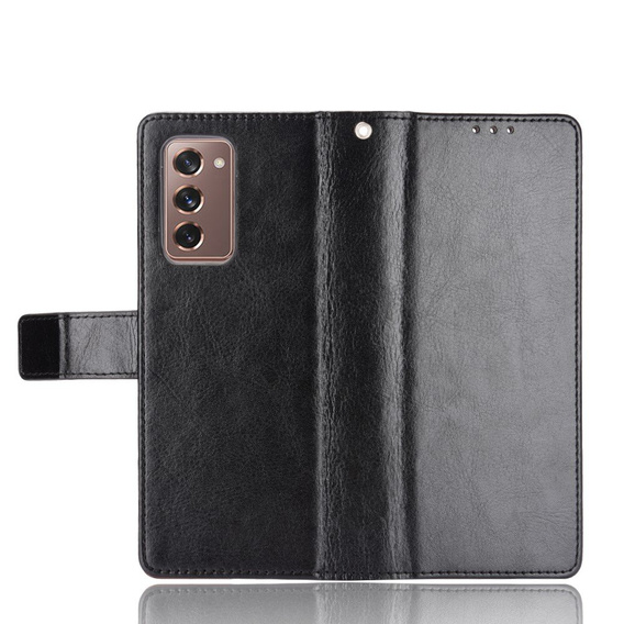 Pattintható tok a Samsung Galaxy Z Fold 2 5G, Crazy Horse Wallet, fekete