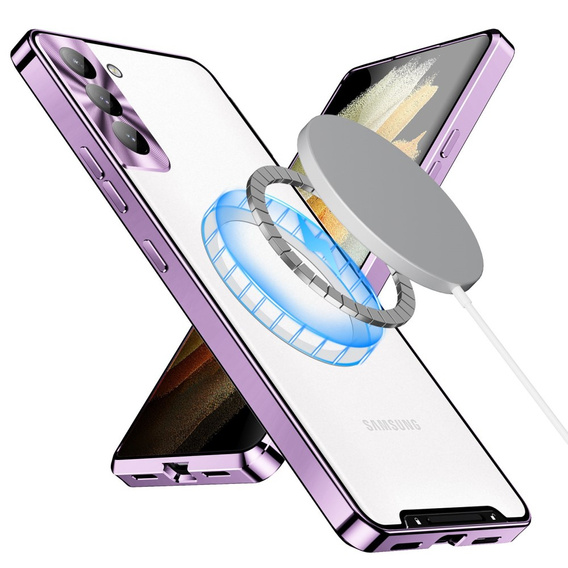 Kameravédő tok Samsung Galaxy S21 FE 5G, CamShield MagSafe, átlátszó / lila
