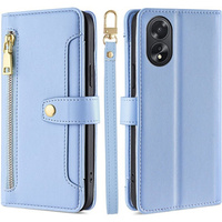 Pattintható tok a Oppo A38 / A18 4G, Wallet Zipper Pocket, kék