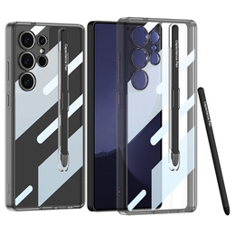 Tok Samsung Galaxy S25 Ultra, GKK Clear Case, stylusszal, átlátszó / fekete