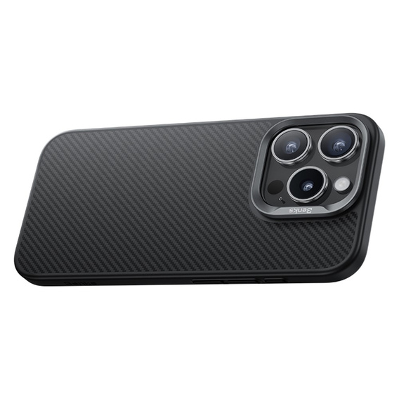 BENKS Kevlar tok iPhone 16 Pro, MagSafe, Carbon Fiber, fekete