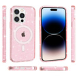 Telefontok a iPhone 14 Pro, Dropproof MagSafe Glitter, rózsaszín