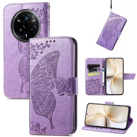 Pattintható tok a Realme 14 Pro+ 5G, Butterfly, lila