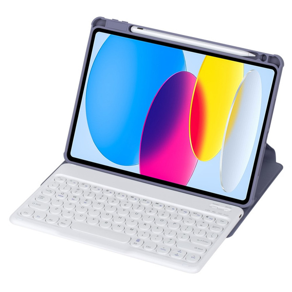 Billentyűzet tok iPad 11" 2025 A16 (11 gen.) / iPad 10.9" 2022 (10 gen.), Rotary 360° Leather, lila